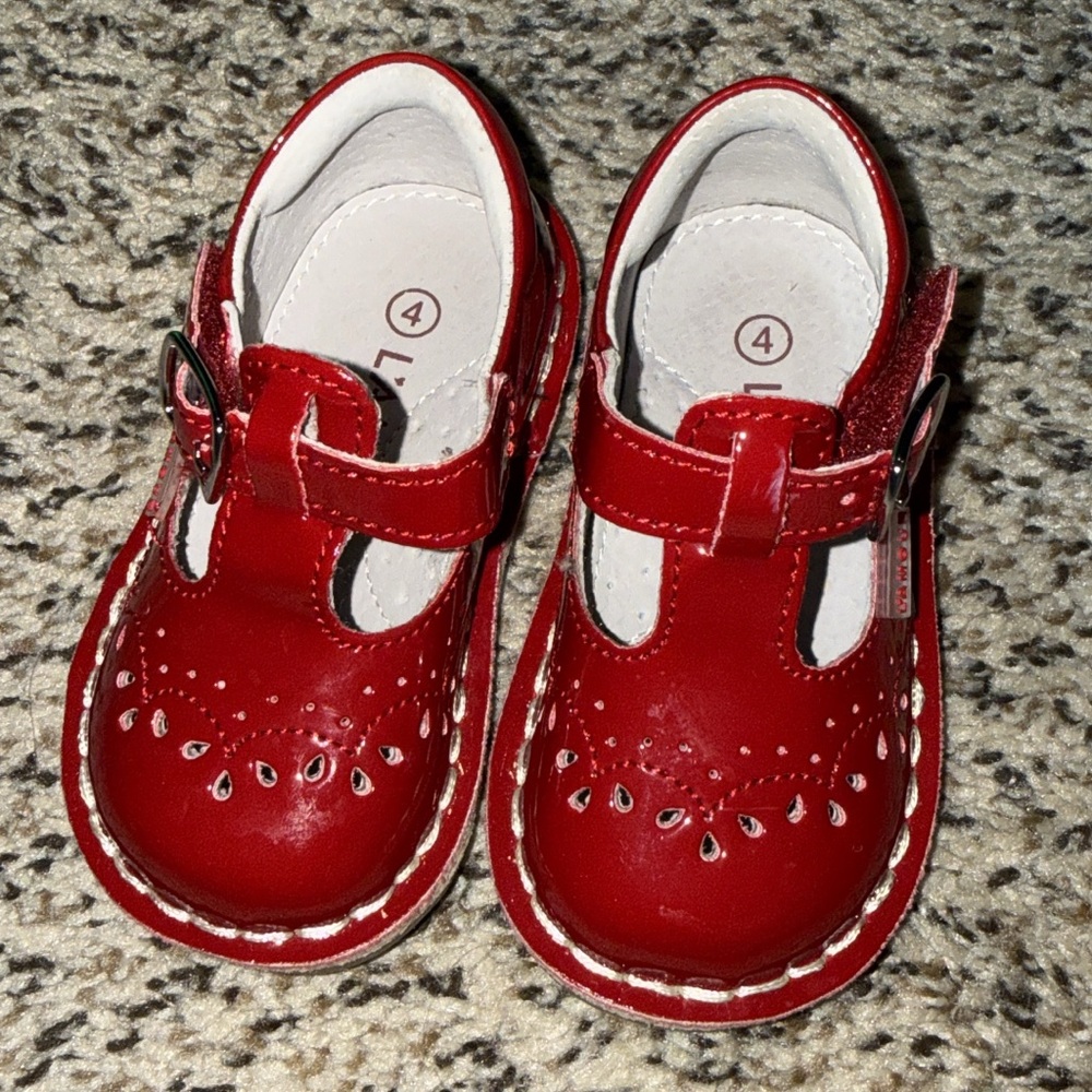 L'Amour Cherry Red Leather Baby Shoes